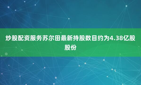 炒股配资服务苏尔田最新持股数目约为4.38亿股股份